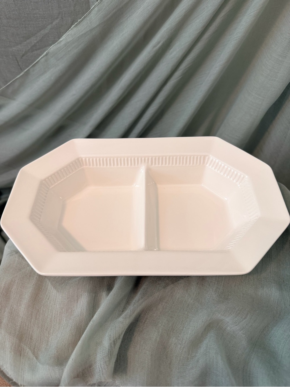 Nikko Ceramics White Octagonal Divided Serving Platter